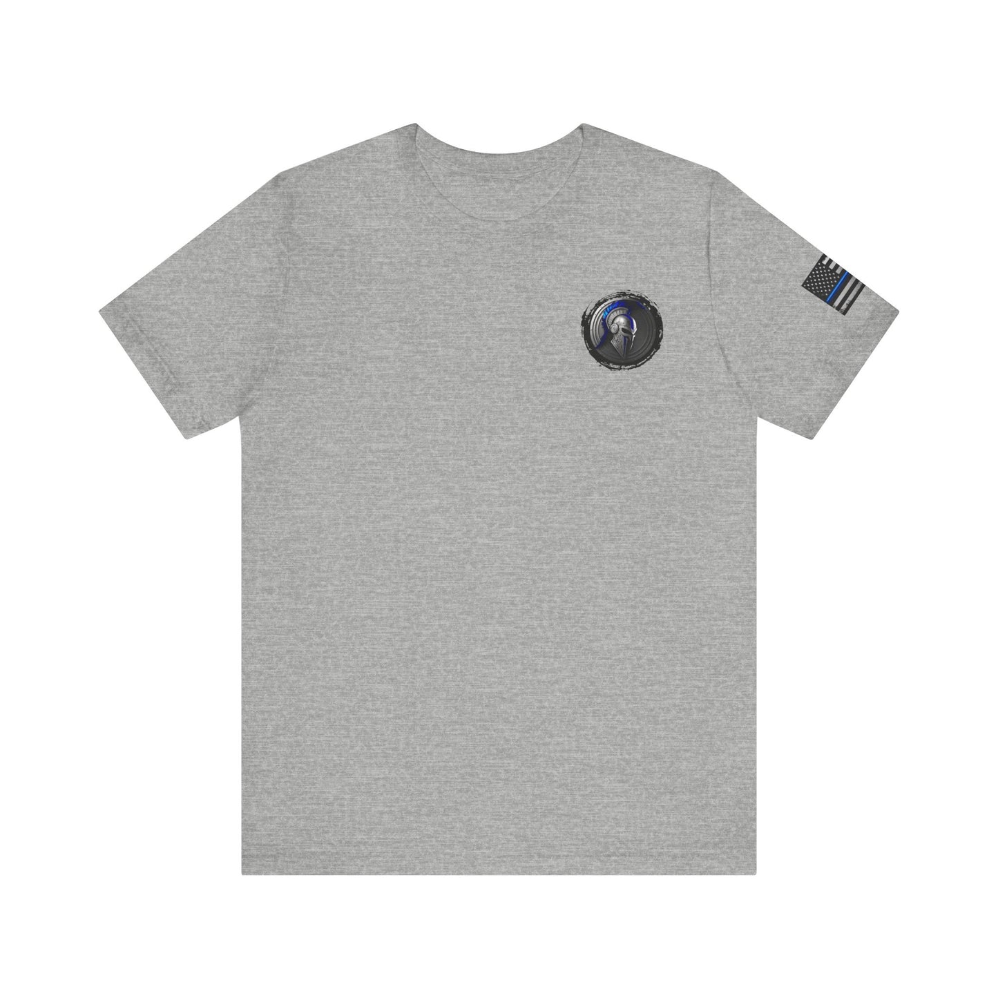 Spartan Helmet Flag Shirt – Thin Blue Line American Patriotic Tee for Law Enforcement Support