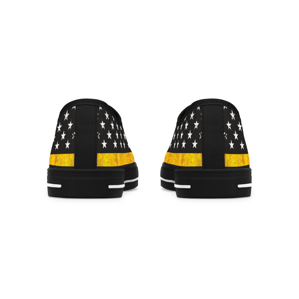 Thin Yellow Line American Flag Low Top Sneakers – 911 Dispatcher Shoes for Women, Casual Canvas Streetwear