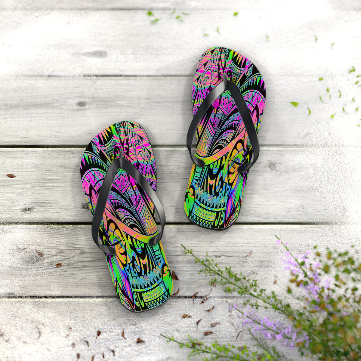 Polynesian Flip Flops | Vibrant Beach Footwear | Summer Sandals | Bohemian Style | Gift for Travelers, Festivals