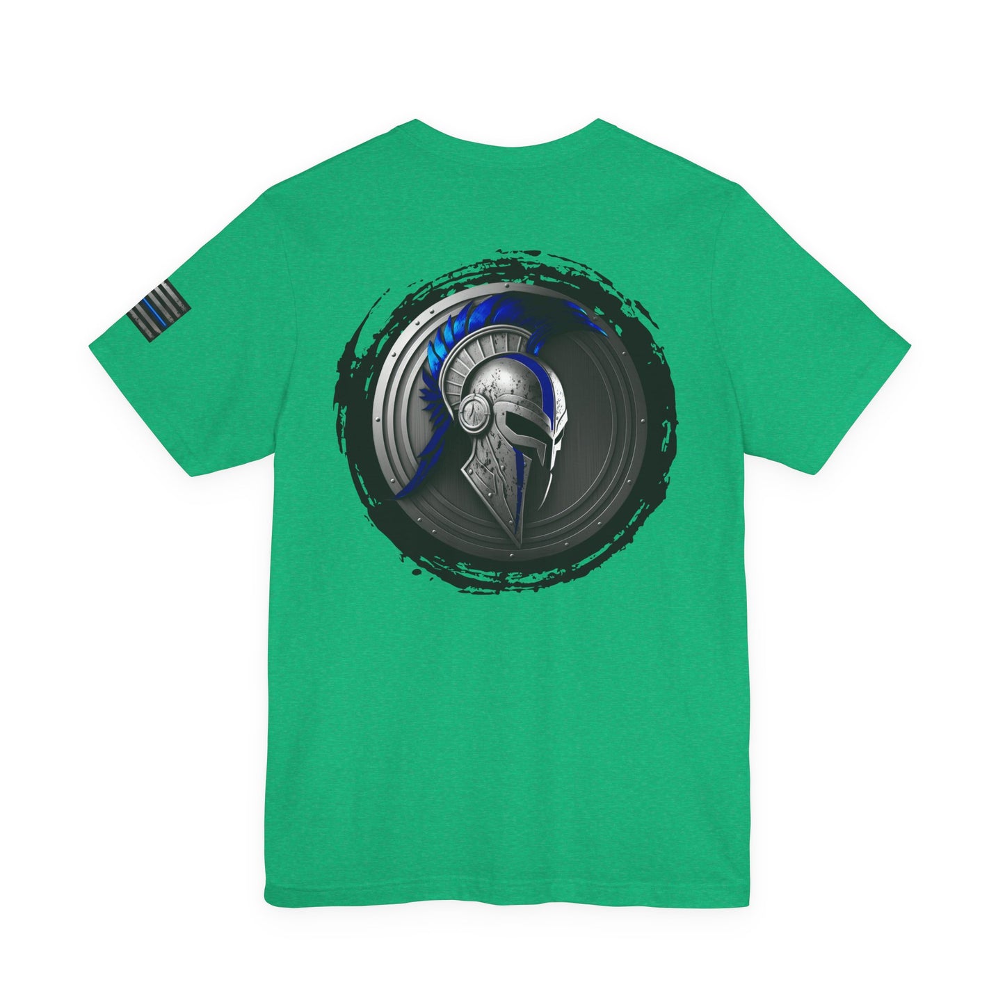 Grunge Spartan Thin Blue Line American Flag T-Shirt – Honor & Valor Police Tribute Tee