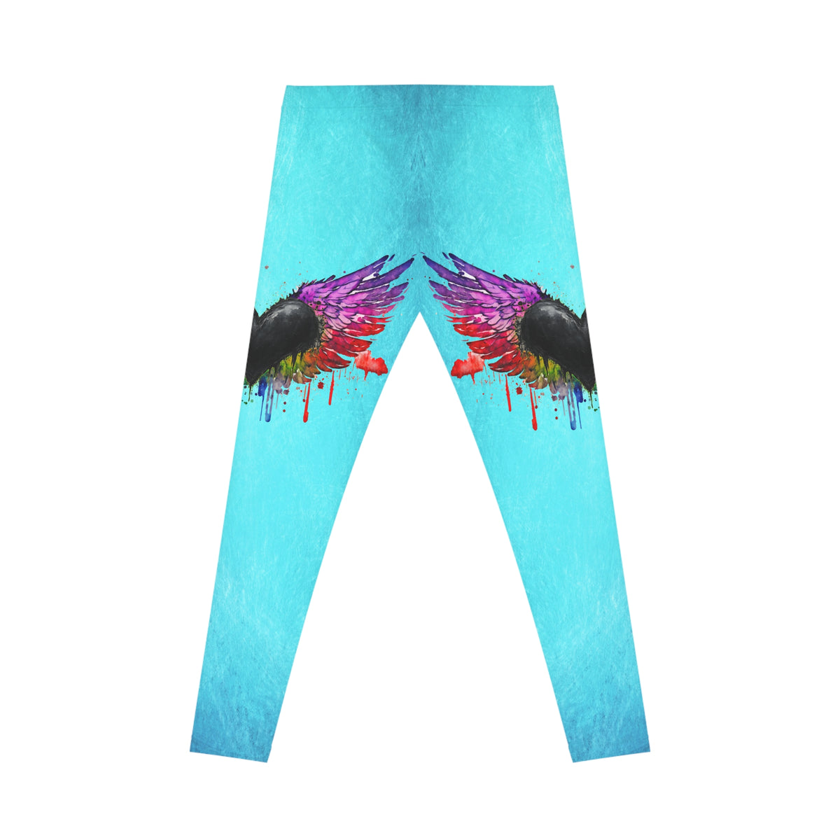Aqua Rainbow Wing Leggings — Women's Colorful Angel Wings Full-Print Leggings
