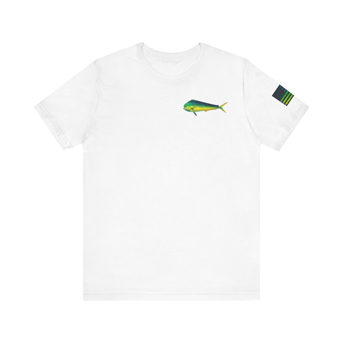 Mahi Mahi American Flag Fishing T-Shirt – Bold Offshore Graphic Tee