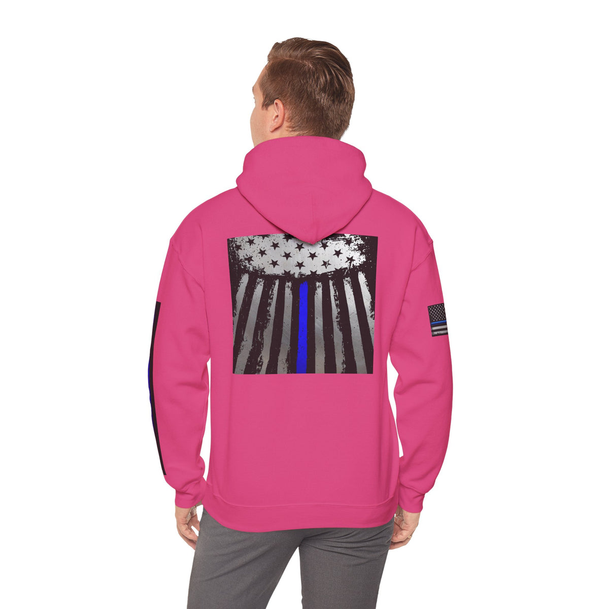 Spartan Thin Blue Line Flag Hoodie – Warrior Helmet Patriotic Sweatshirt for Police Supporters