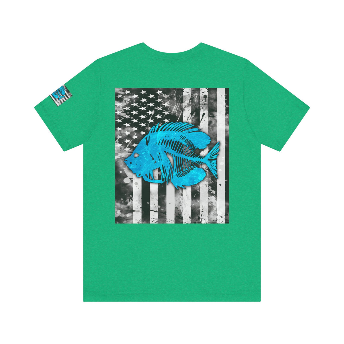 Blue Pearch Angler Grunge American Flag Tee, Patriotic USA Shirt, Vintage American Flag