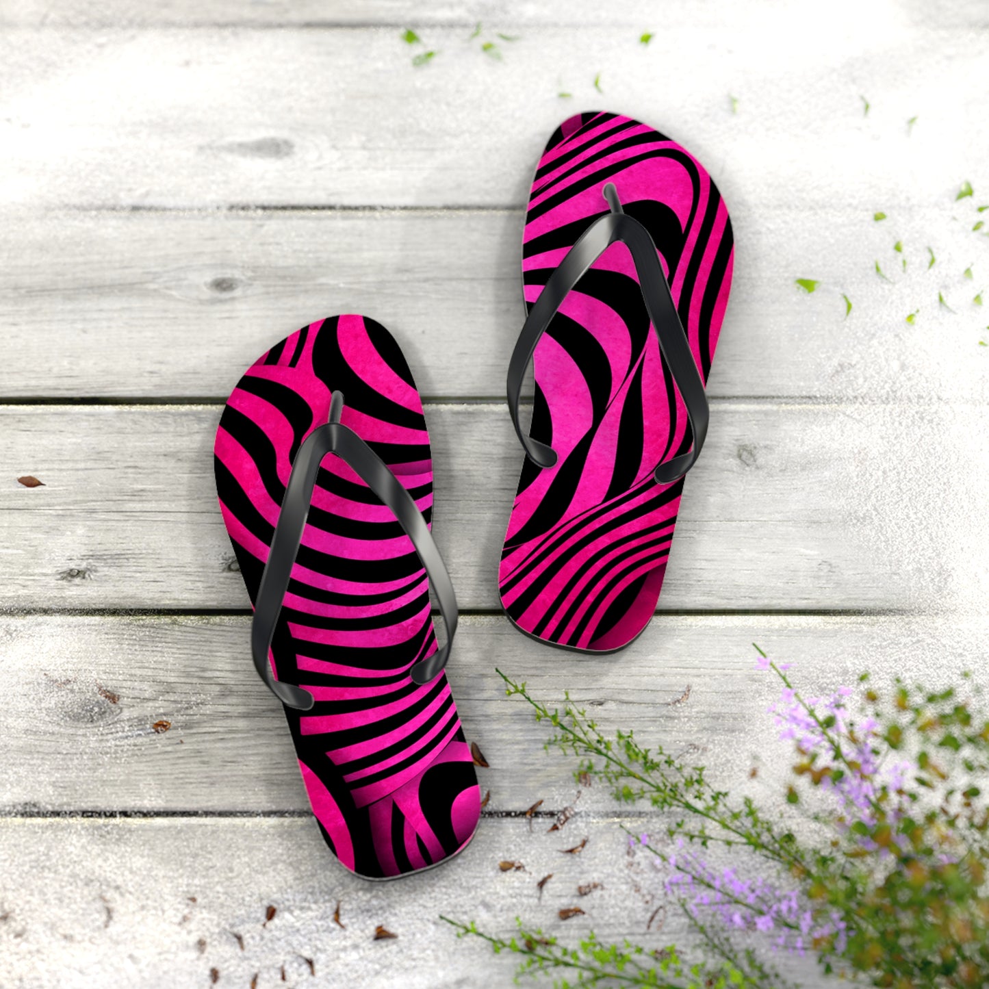 Stylish Zebra Print Flip Flops, Trendy Summer Sandals, Beach Footwear, Vacation Slippers, Poolside Essentials