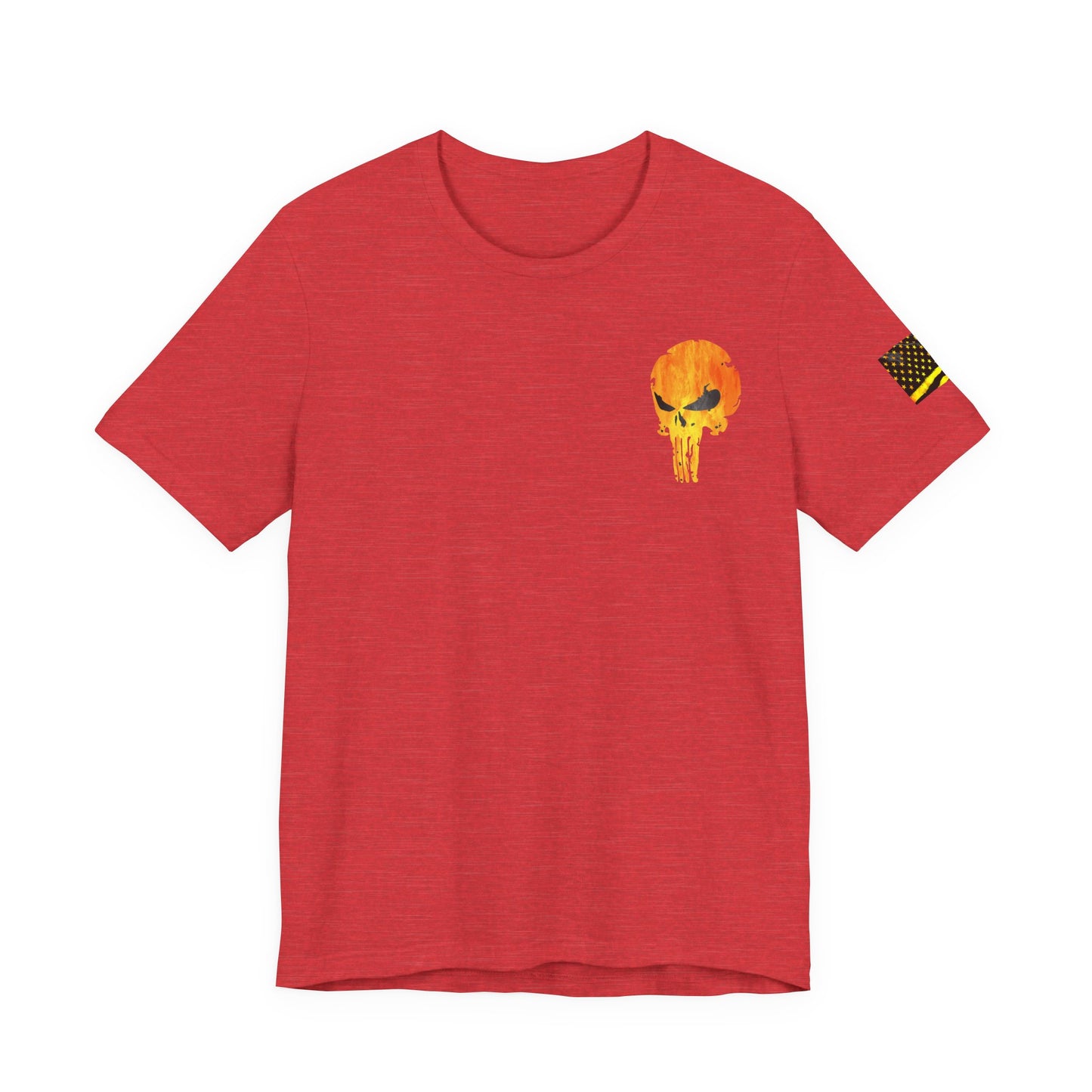 Orange Grunge Punisher Skull – Neon Grunge Vigilante Graphic for Shirts, Decals & Prints