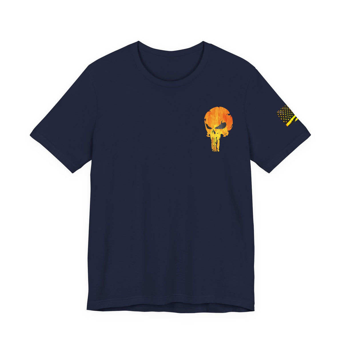 Orange Grunge Punisher Skull – Neon Grunge Vigilante Graphic for Shirts, Decals & Prints