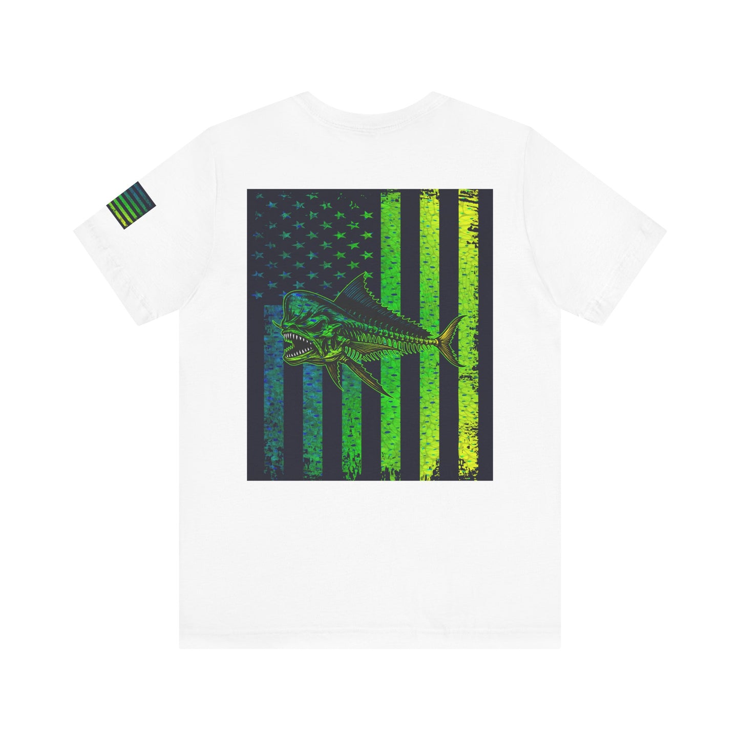 Mahi Mahi Skin Grunge American Flag Tee, Patriotic USA Shirt, Vintage American Flag
