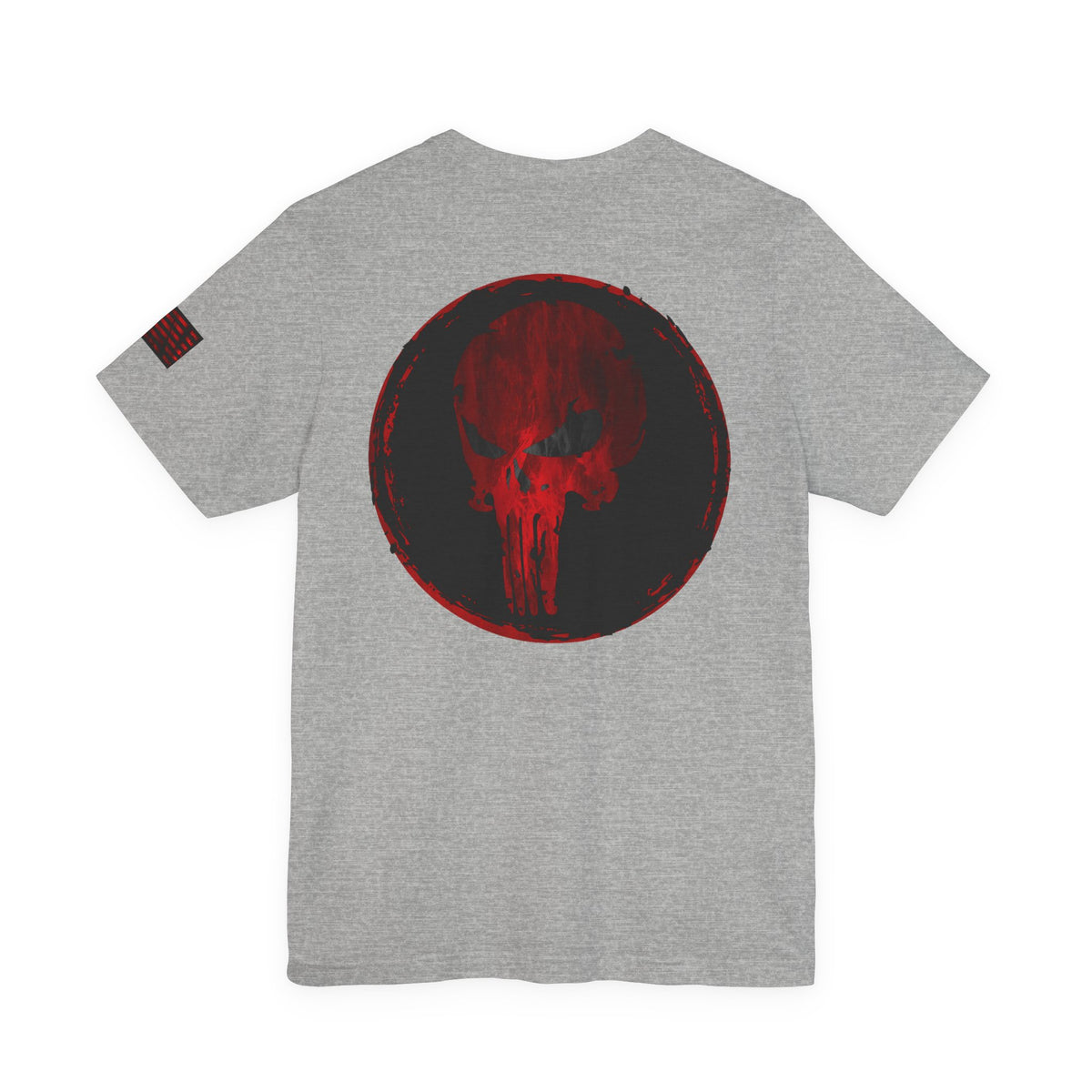 Punisher Skull Red Grunge Distressed Design – Tactical Graphic Art for Shirts, Decals, and Merch