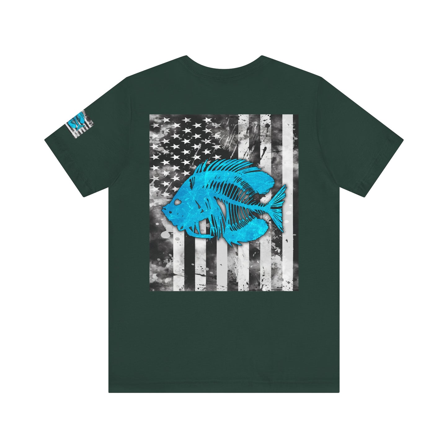 Blue Pearch Angler Grunge American Flag Tee, Patriotic USA Shirt, Vintage American Flag
