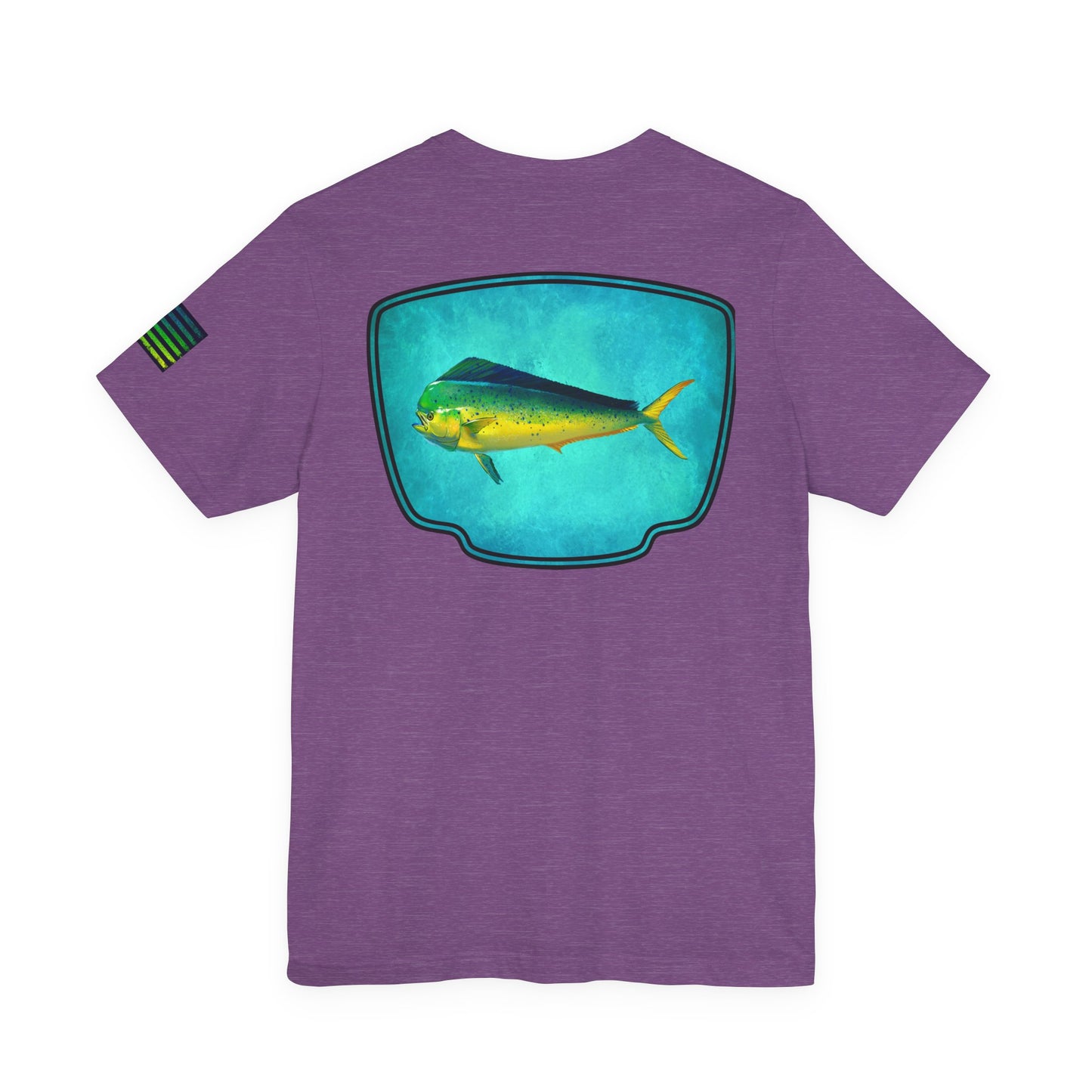 Vibrant Mahi Mahi Badge Tee – Ocean-Inspired Saltwater Fishing Shirt for Men