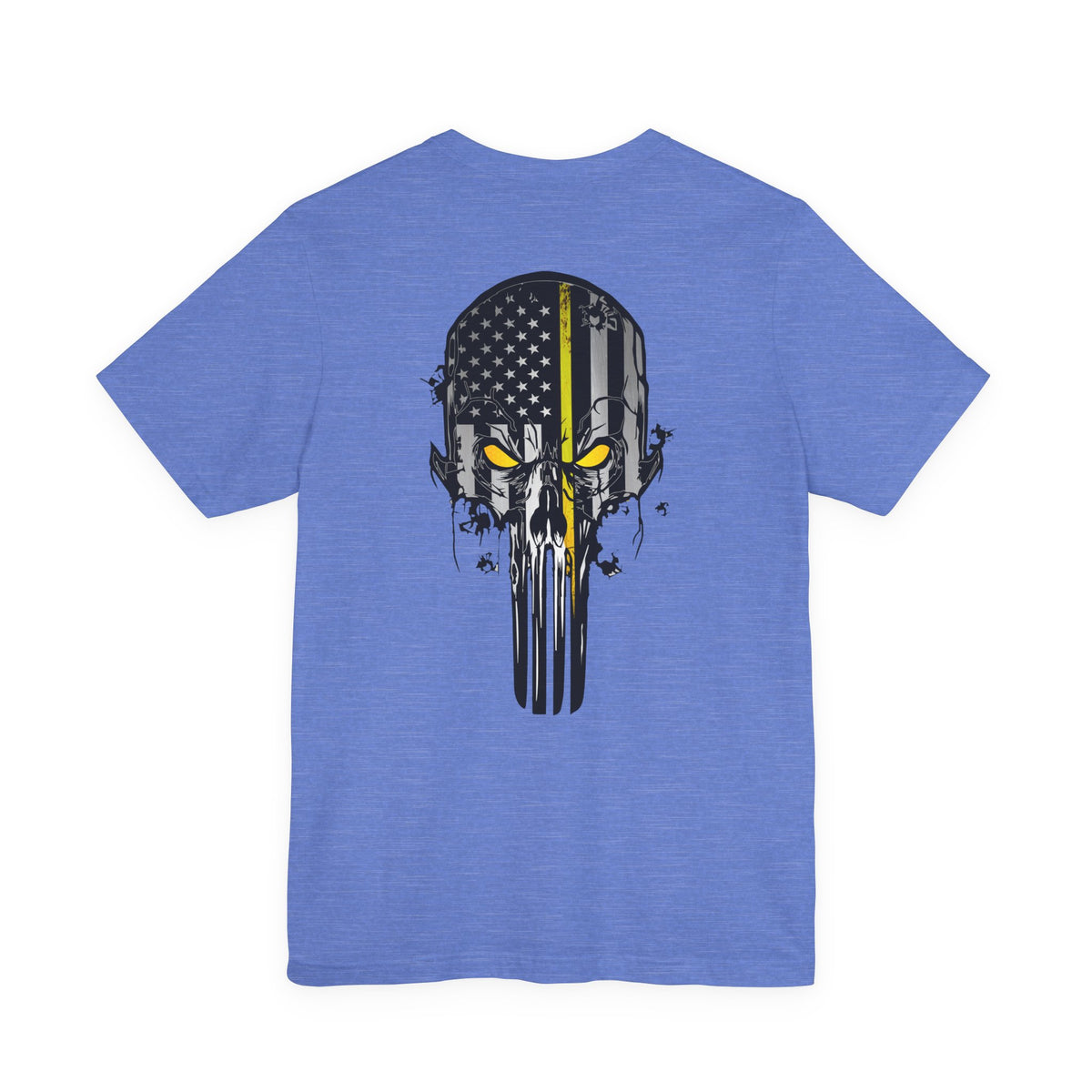 Thin Yellow Line American Flag Skull Tee