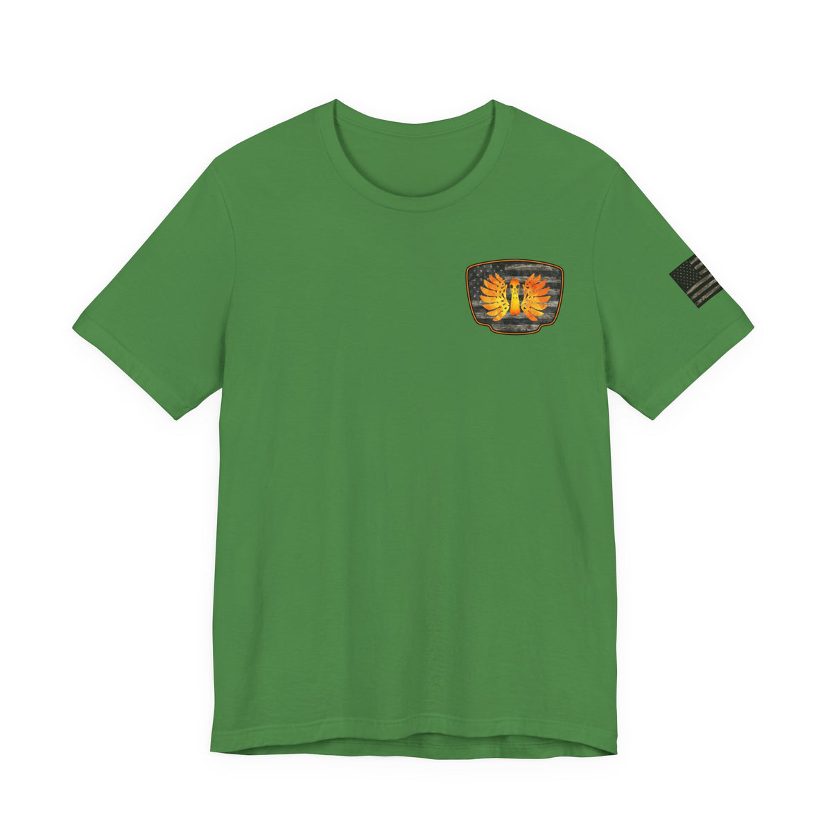 Duck Hunt Badge T-Shirt – Mossy Camo Print, Crossed Guns & Duck Skull Graphic