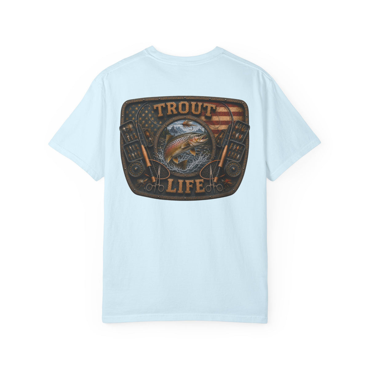 Trout Life T-Shirt — Fishing Graphic Tee with Trout & American Flag