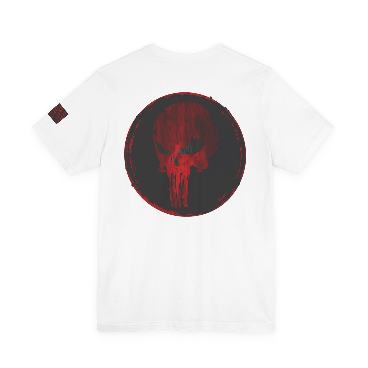 Punisher Skull Red Grunge Distressed Design – Tactical Graphic Art for Shirts, Decals, and Merch