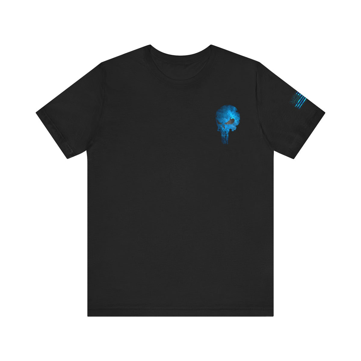 Blue Grunge Punisher Skull – Neon Grunge Vigilante Graphic for Shirts, Decals & Prints