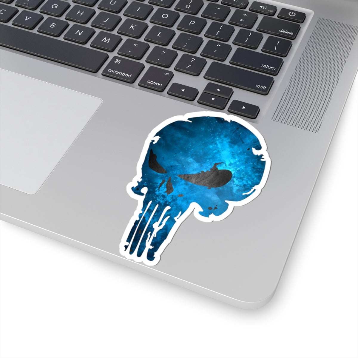 Blue Distressed Skull Warrior Sticker – Bold Urban Graphic for Laptops, Water Bottles & More