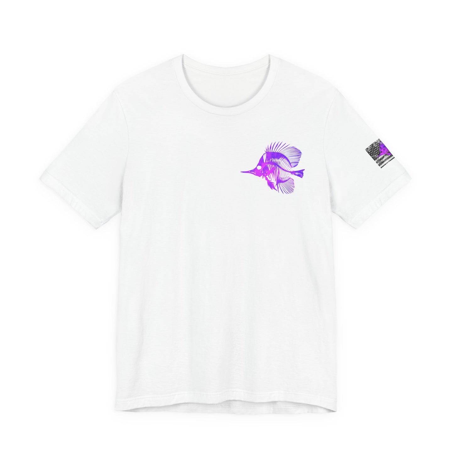 Purple Fish Angler Grunge American Flag Tee, Patriotic USA Shirt, Vintage American Flag
