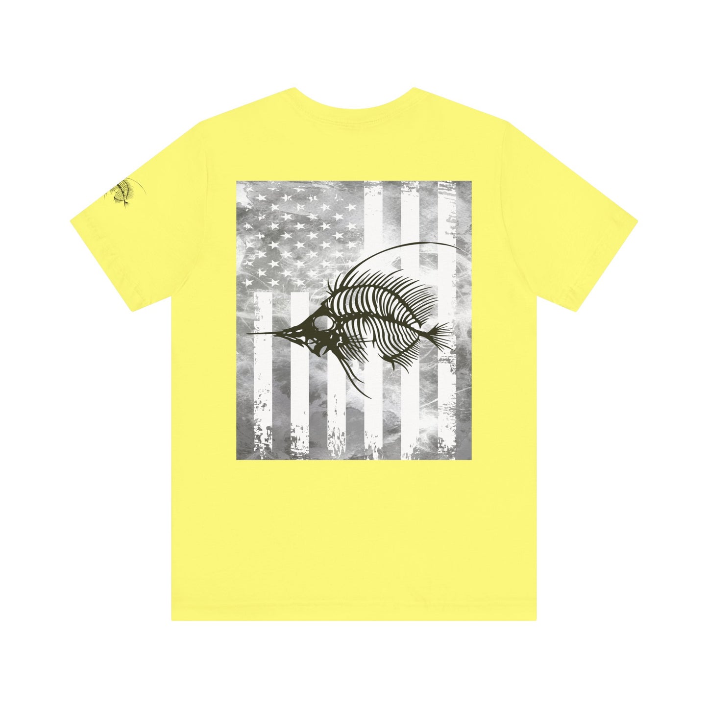 Fish Skeleton Grunge American Flag Tee, Patriotic USA Shirt, Vintage American Flag