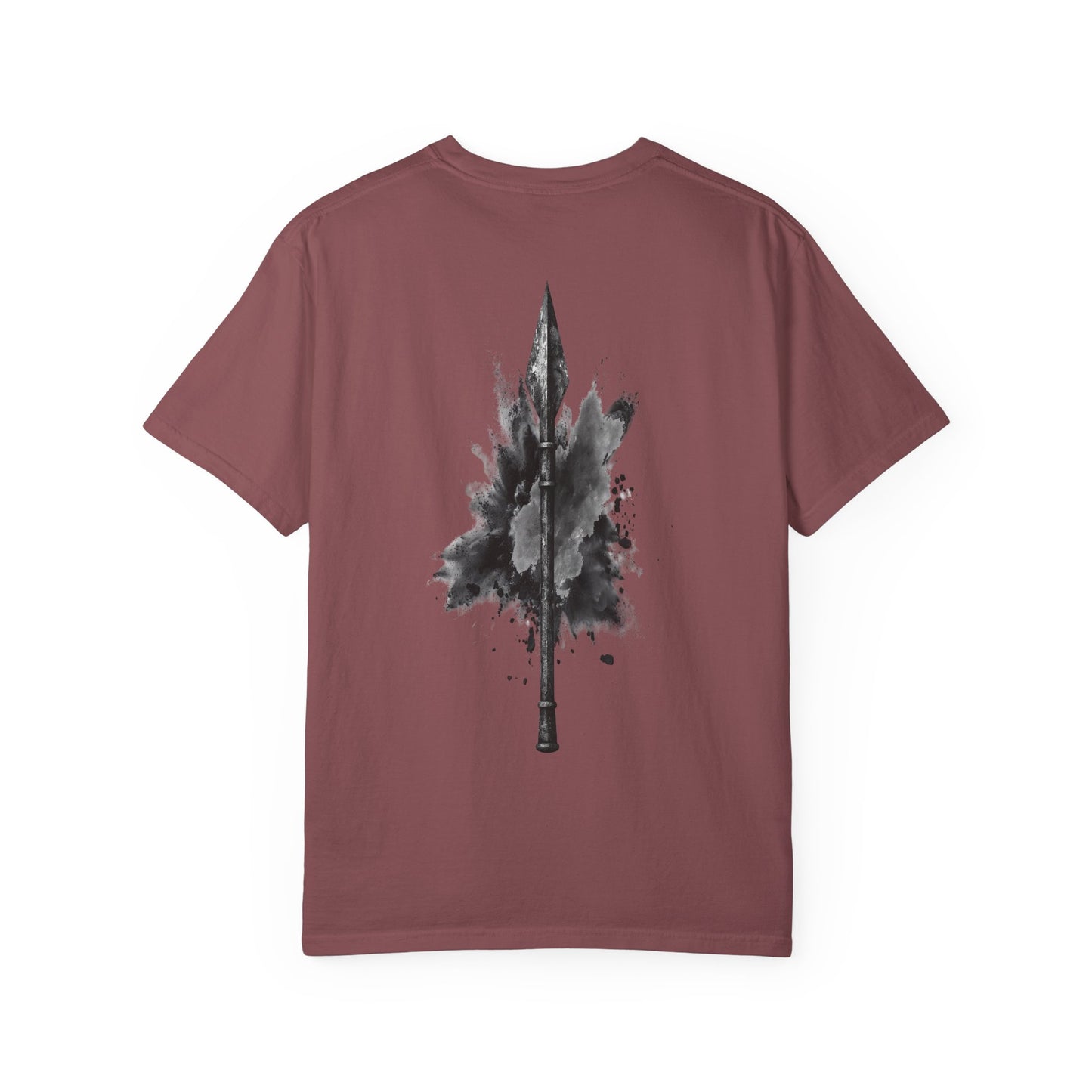 Spartan Warrior T-Shirt – Greek Helmet Circle Design Front & Spear Back | Warrior Graphic Tee