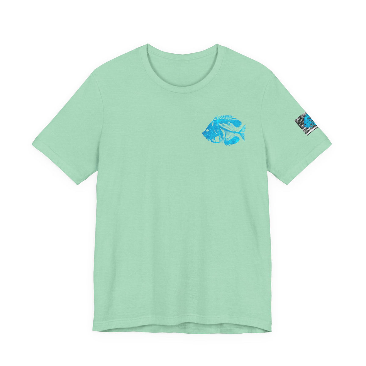 Blue Pearch Angler Grunge American Flag Tee, Patriotic USA Shirt, Vintage American Flag