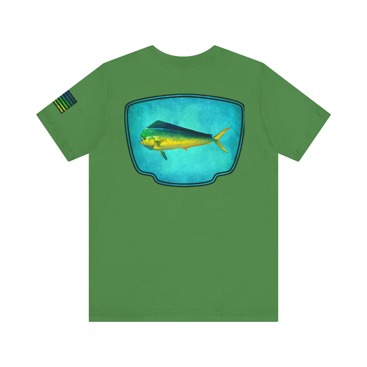 Vibrant Mahi Mahi Badge Tee – Ocean-Inspired Saltwater Fishing Shirt for Men