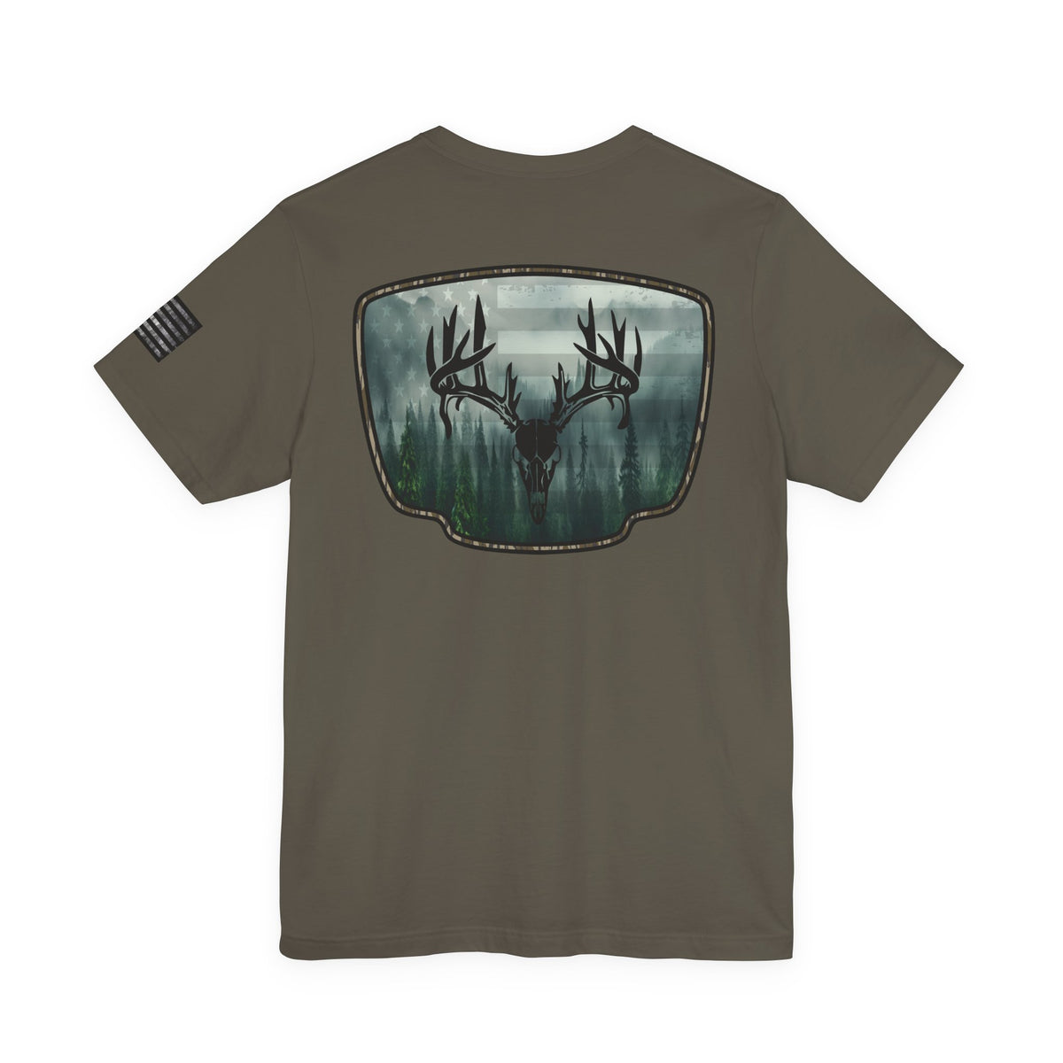 Deer Skull Forest Flag Hunting Tee