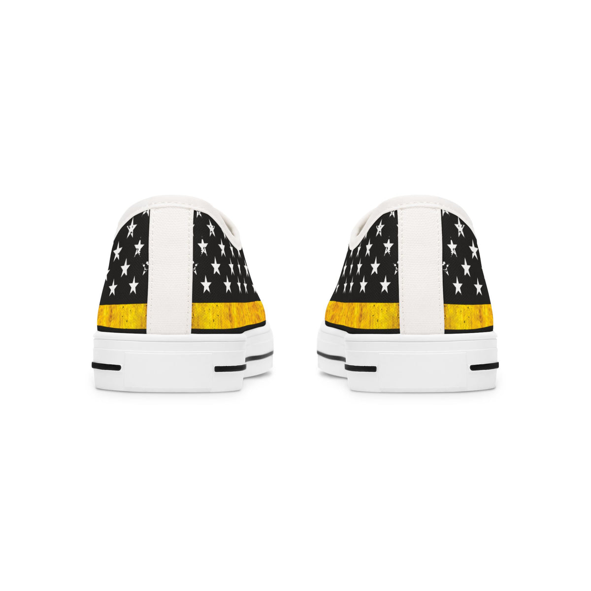 Thin Yellow Line American Flag Low Top Sneakers – 911 Dispatcher Shoes for Women, Casual Canvas Streetwear