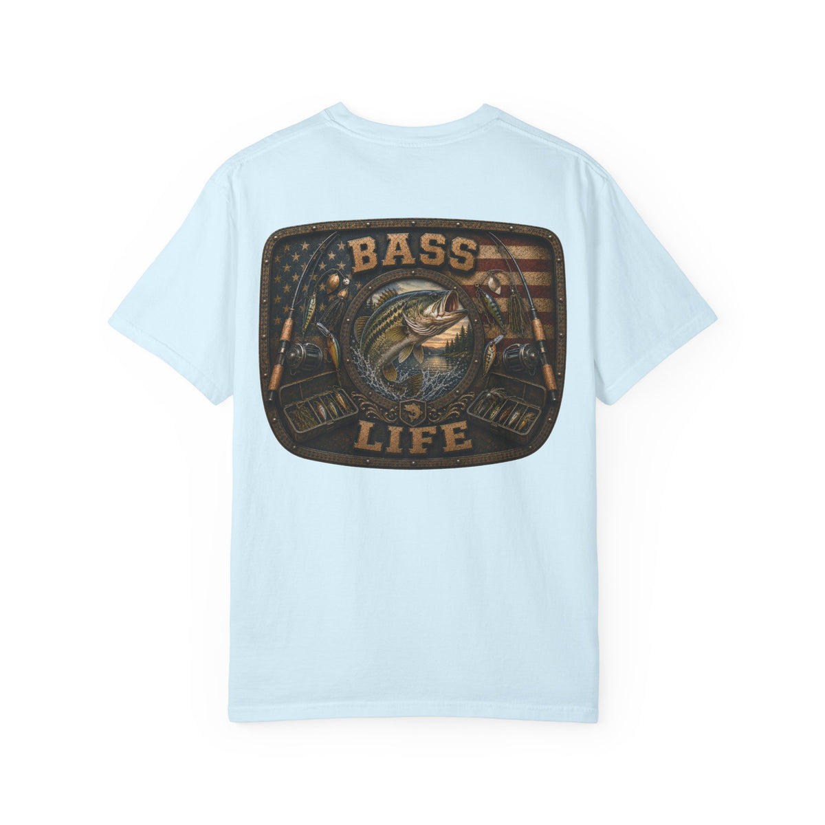 Bass Life T-Shirt — Retro American Flag Bass Fishing Tee