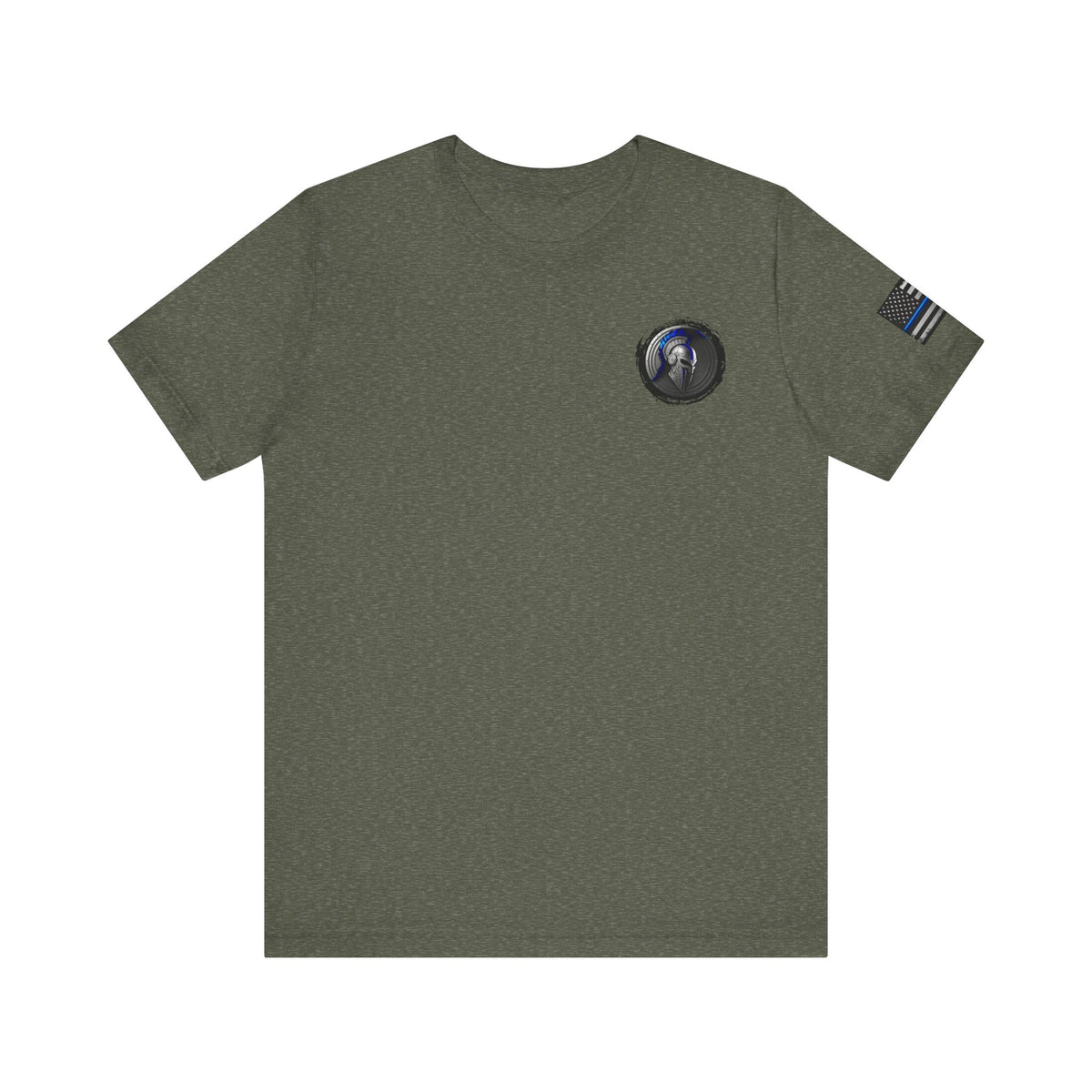 Spartan Helmet Flag Shirt – Thin Blue Line American Patriotic Tee for Law Enforcement Support