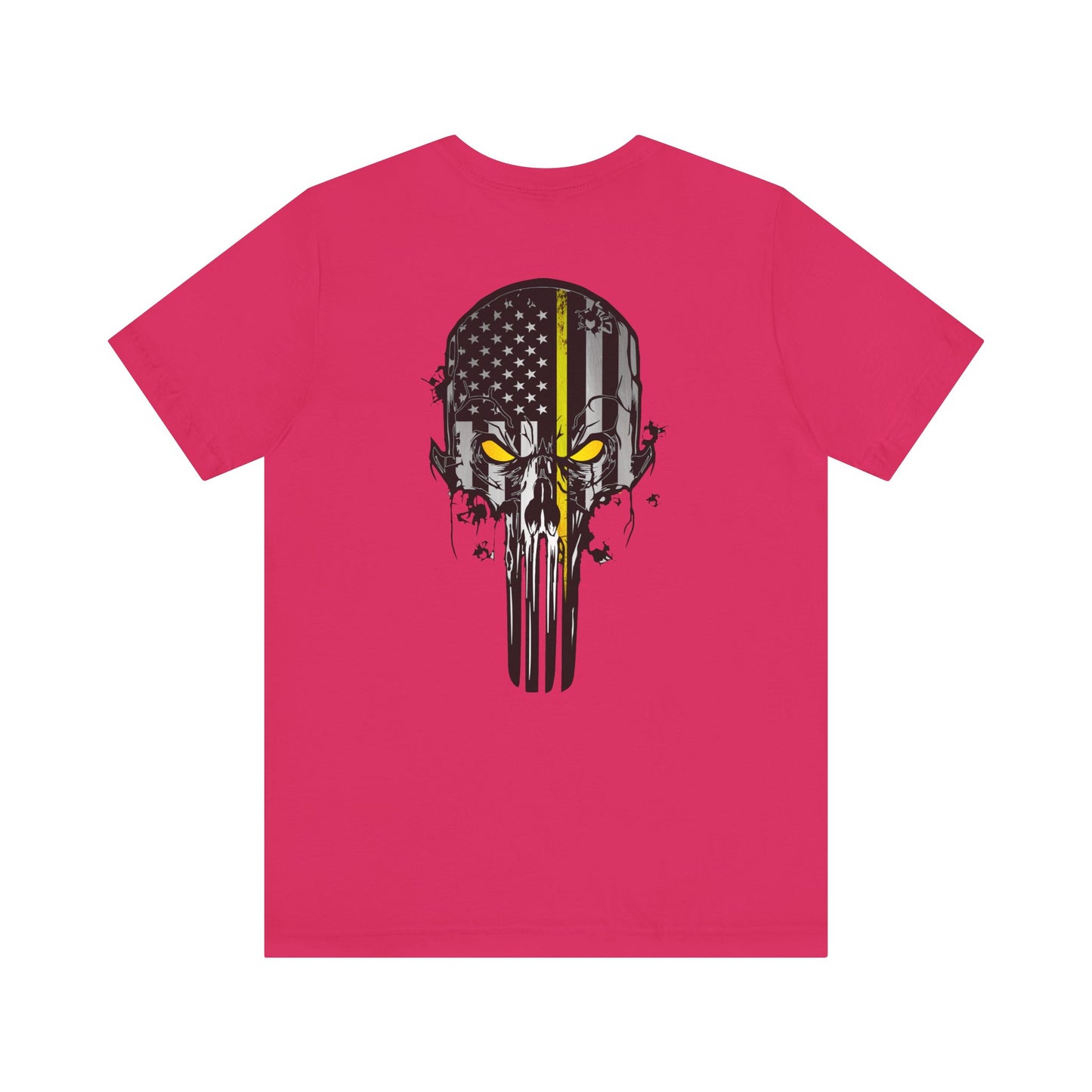 Thin Yellow Line American Flag Skull Tee