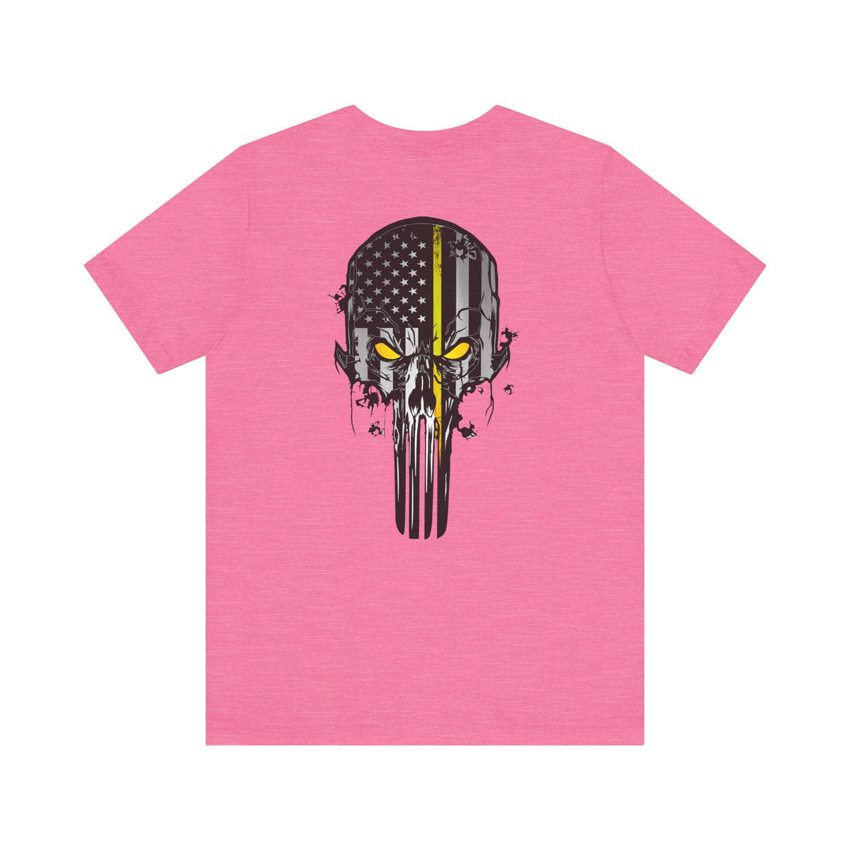 Thin Yellow Line American Flag Skull Tee