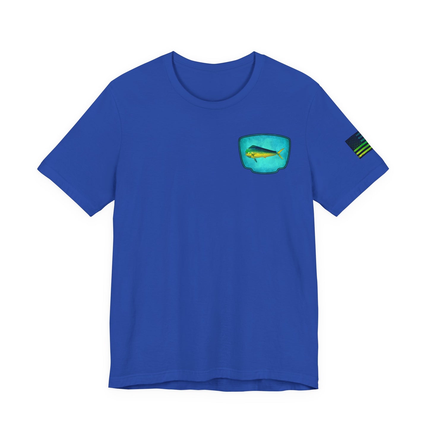 Vibrant Mahi Mahi Badge Tee – Ocean-Inspired Saltwater Fishing Shirt for Men