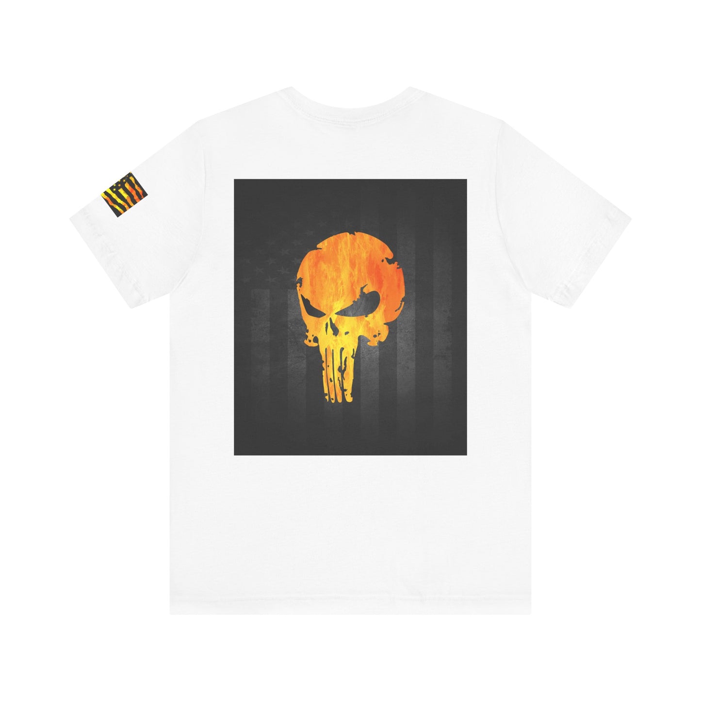 Orange Grunge Punisher Skull – Neon Grunge Vigilante Graphic for Shirts, Decals & Prints