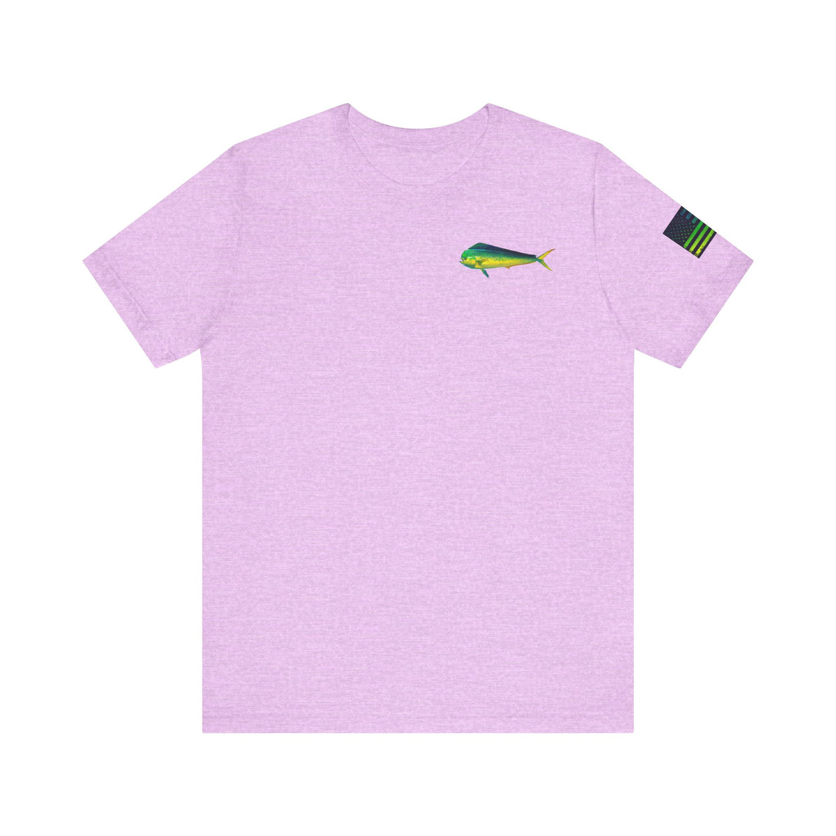 Mahi Mahi Sunglass Badge Tee – White Distressed Flag Fishing Shirt