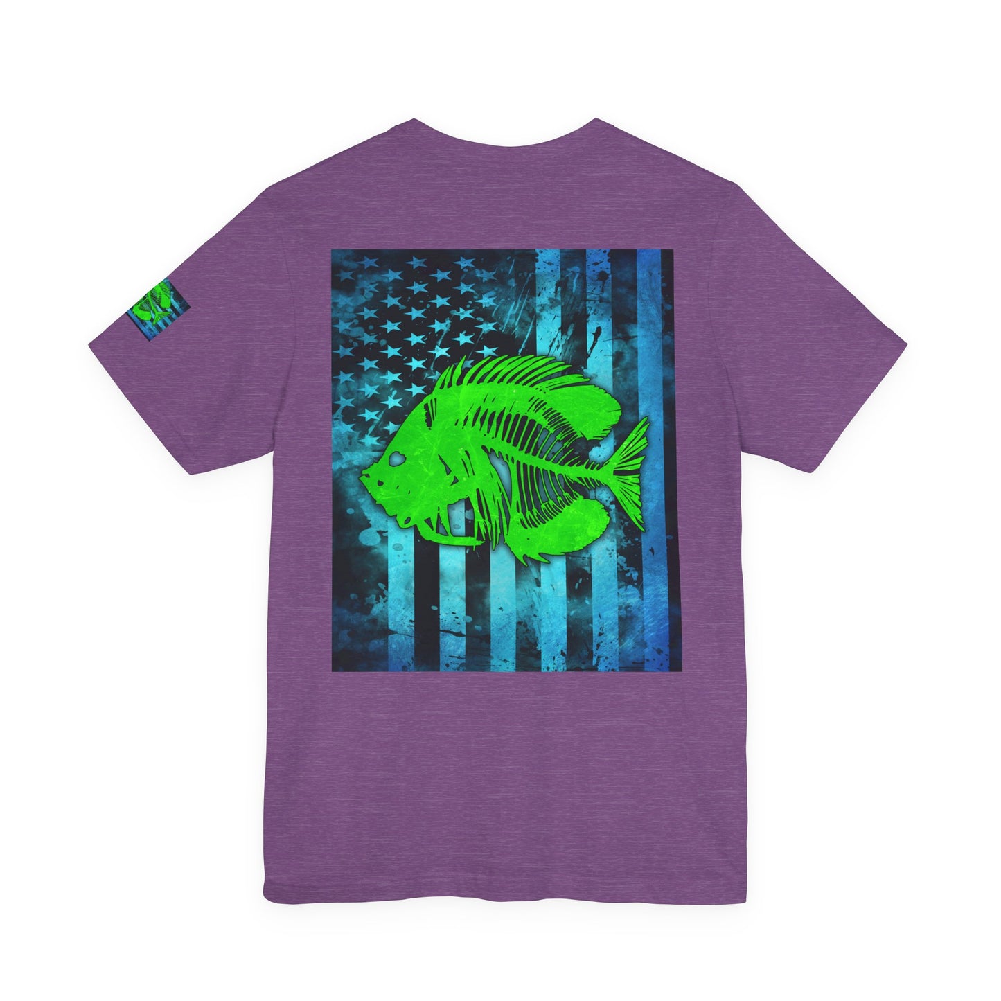 Green Pearch Angler Grunge American Flag Tee, Patriotic USA Shirt, Vintage American Flag