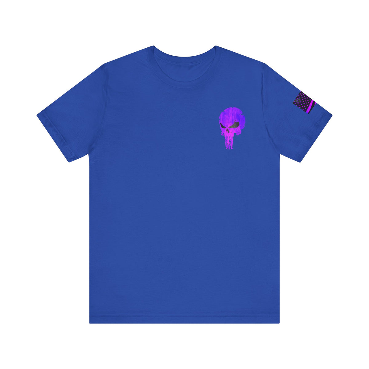 Purple Grunge Punisher Skull – Neon Grunge Vigilante Graphic for Shirts, Decals & Prints