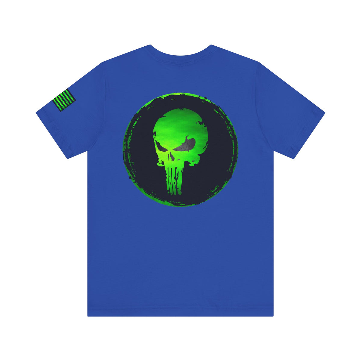 Toxic Green Punisher Skull – Neon Grunge Vigilante Graphic for Shirts, Decals & Prints