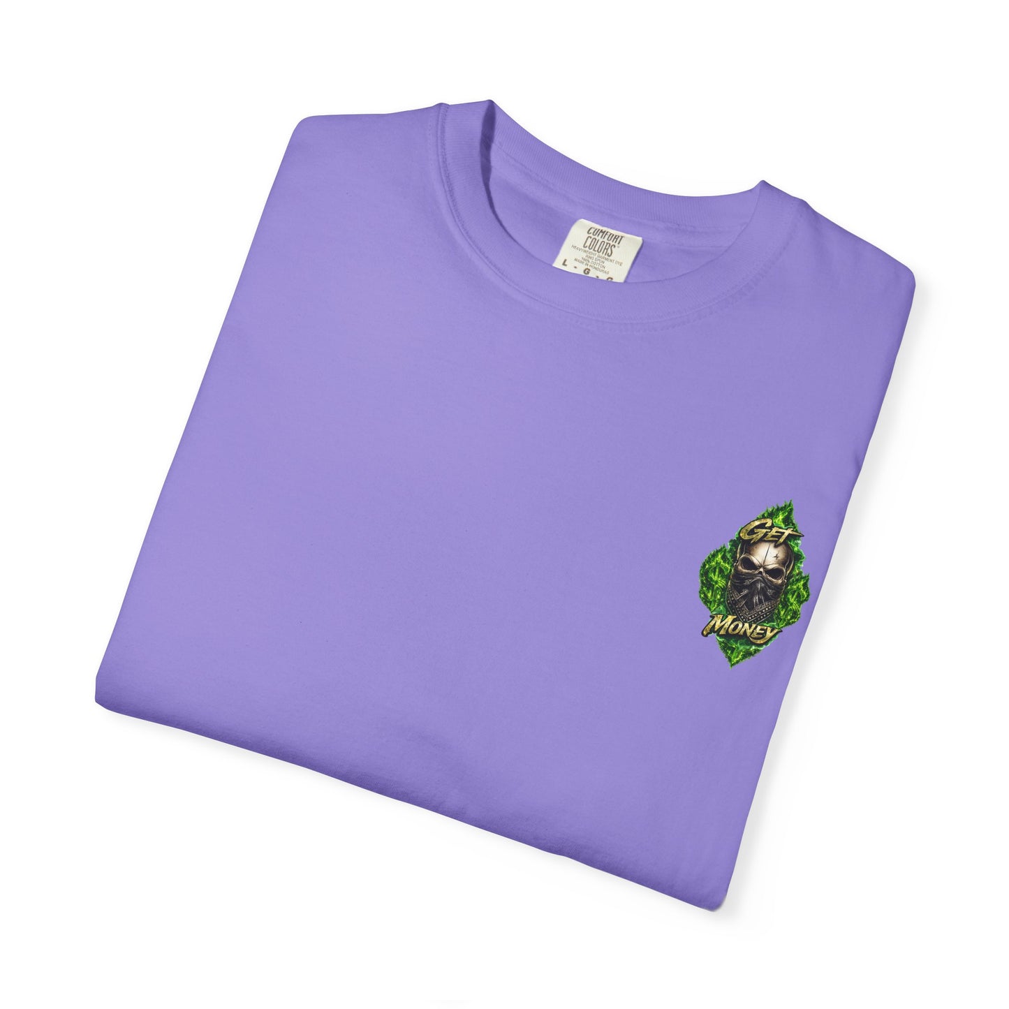 Get Money Skull Graphic Tee – Green Flame Dollar Sign Hustle Streetwear Shirt