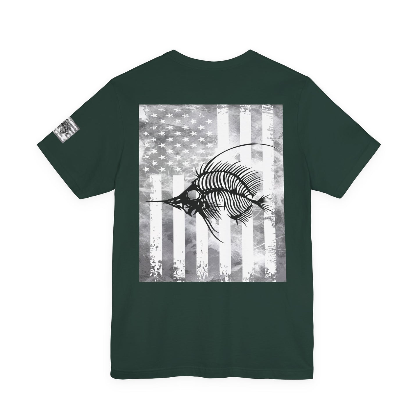 SwordFish Skeleton Grunge American Flag Tee, Patriotic USA Shirt, Vintage American Flag