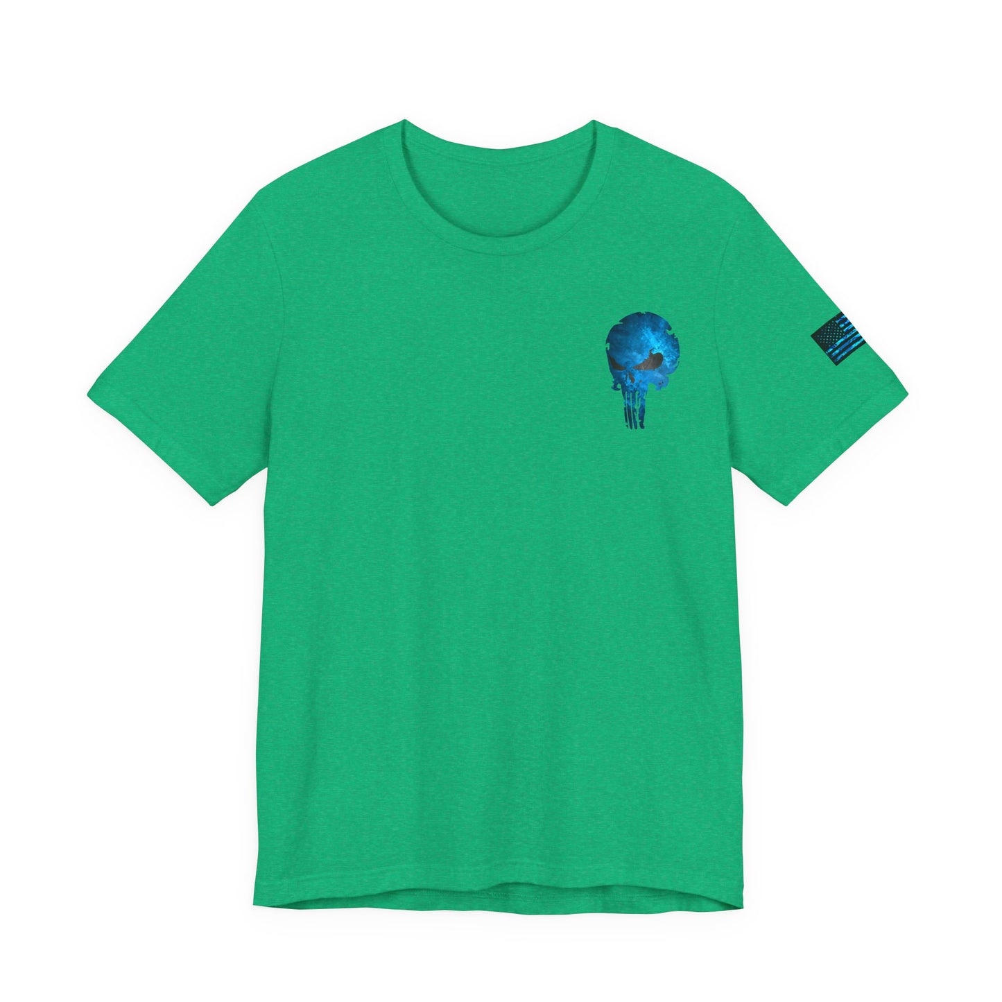 Blue Grunge Punisher Skull – Neon Grunge Vigilante Graphic for Shirts, Decals & Prints