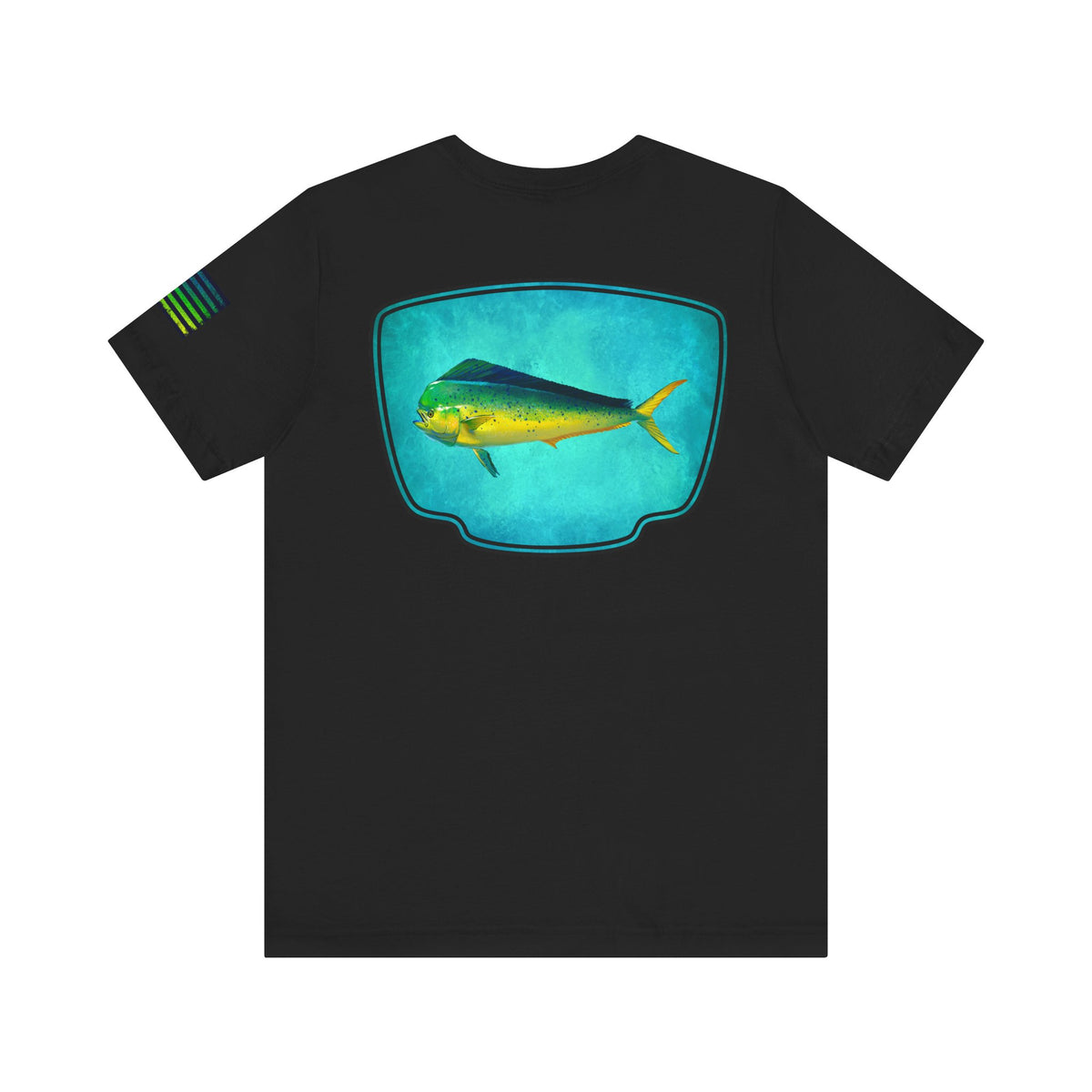 Vibrant Mahi Mahi Badge Tee – Ocean-Inspired Saltwater Fishing Shirt for Men