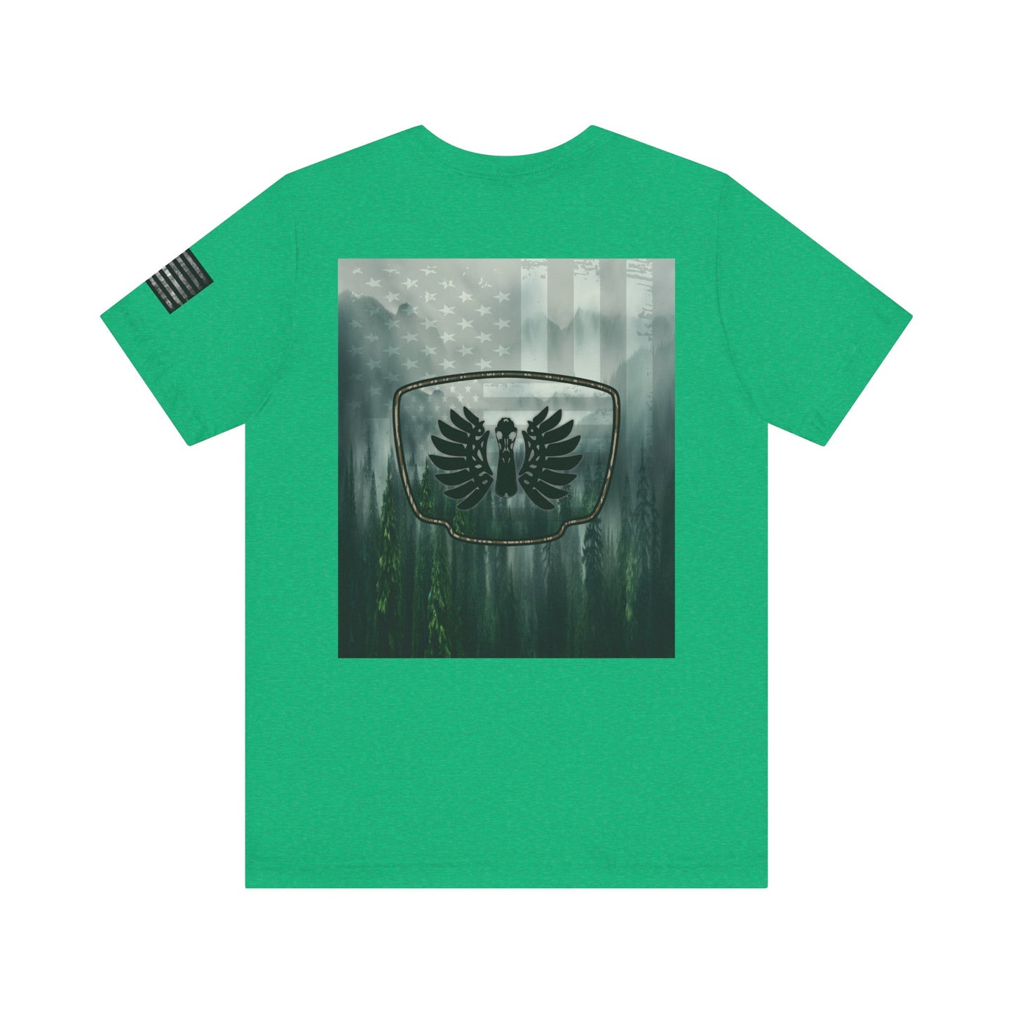The Forest Duck Hunt Badge T-Shirt – Mossy Camo Print, Crossed Guns & Duck Skull Graphic