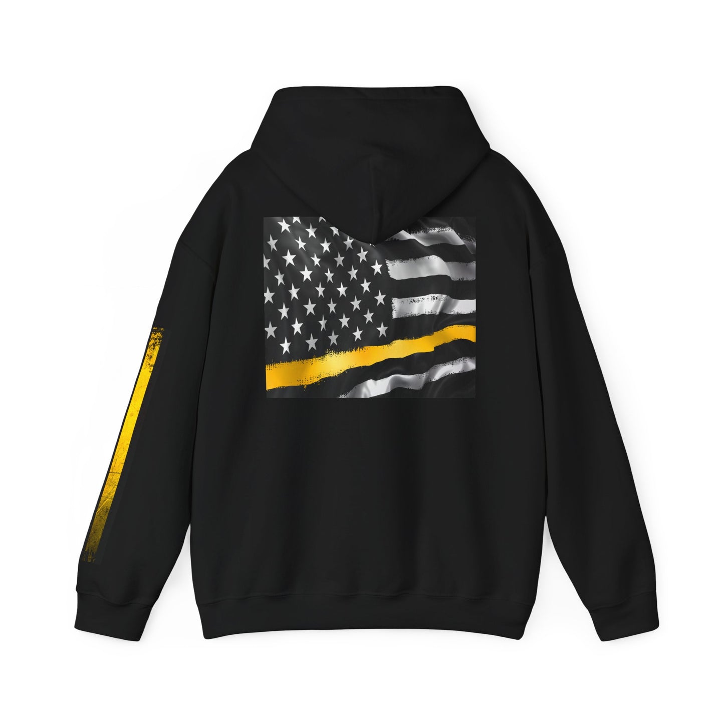 911 Dispatcher Thin Yellow Line American Flag Heart Hoodie, Dispatcher Hooded Sweatshirt, First Responder Gift, Patriotic