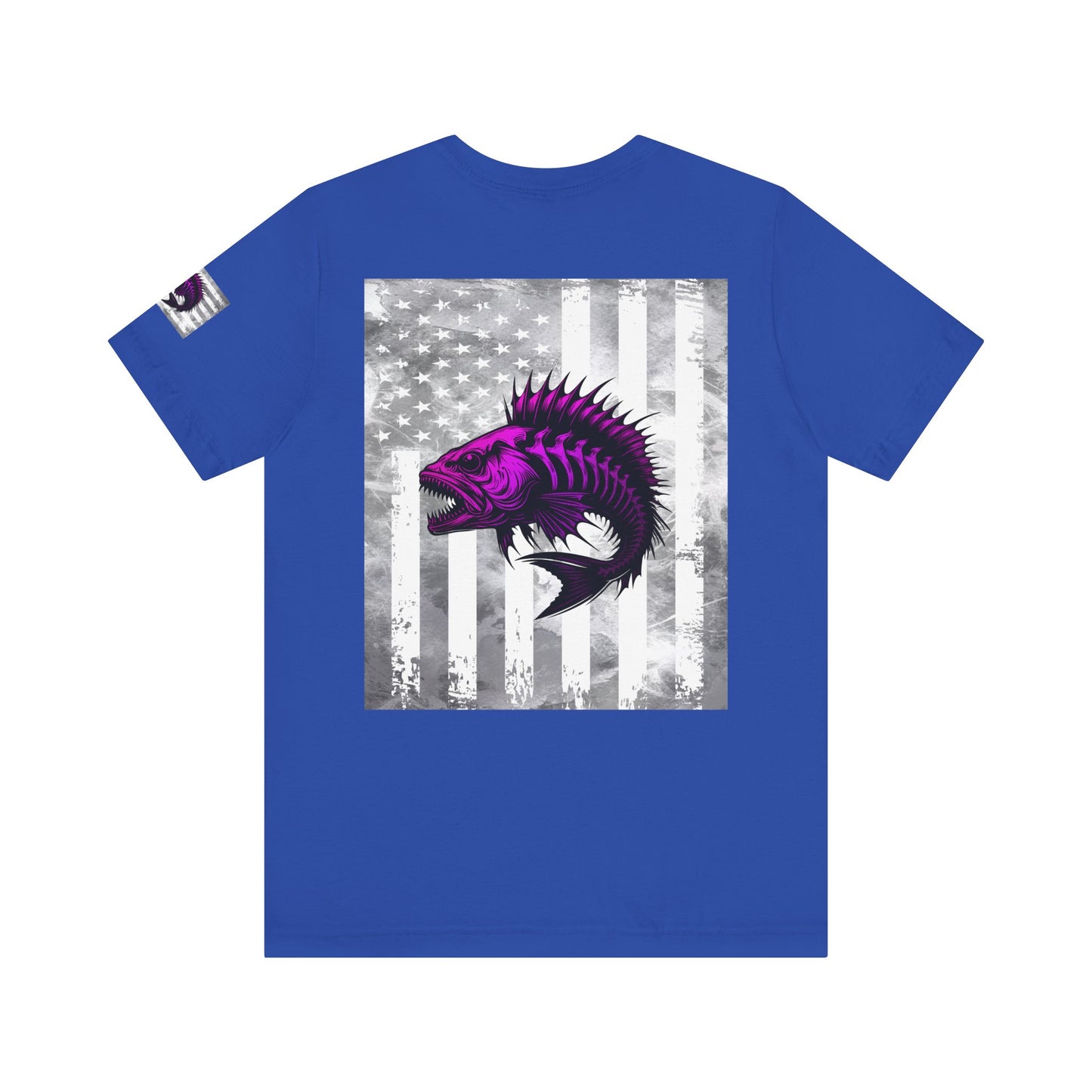 Fish Grunge American Flag Tee, Patriotic USA Shirt, Vintage American Flag