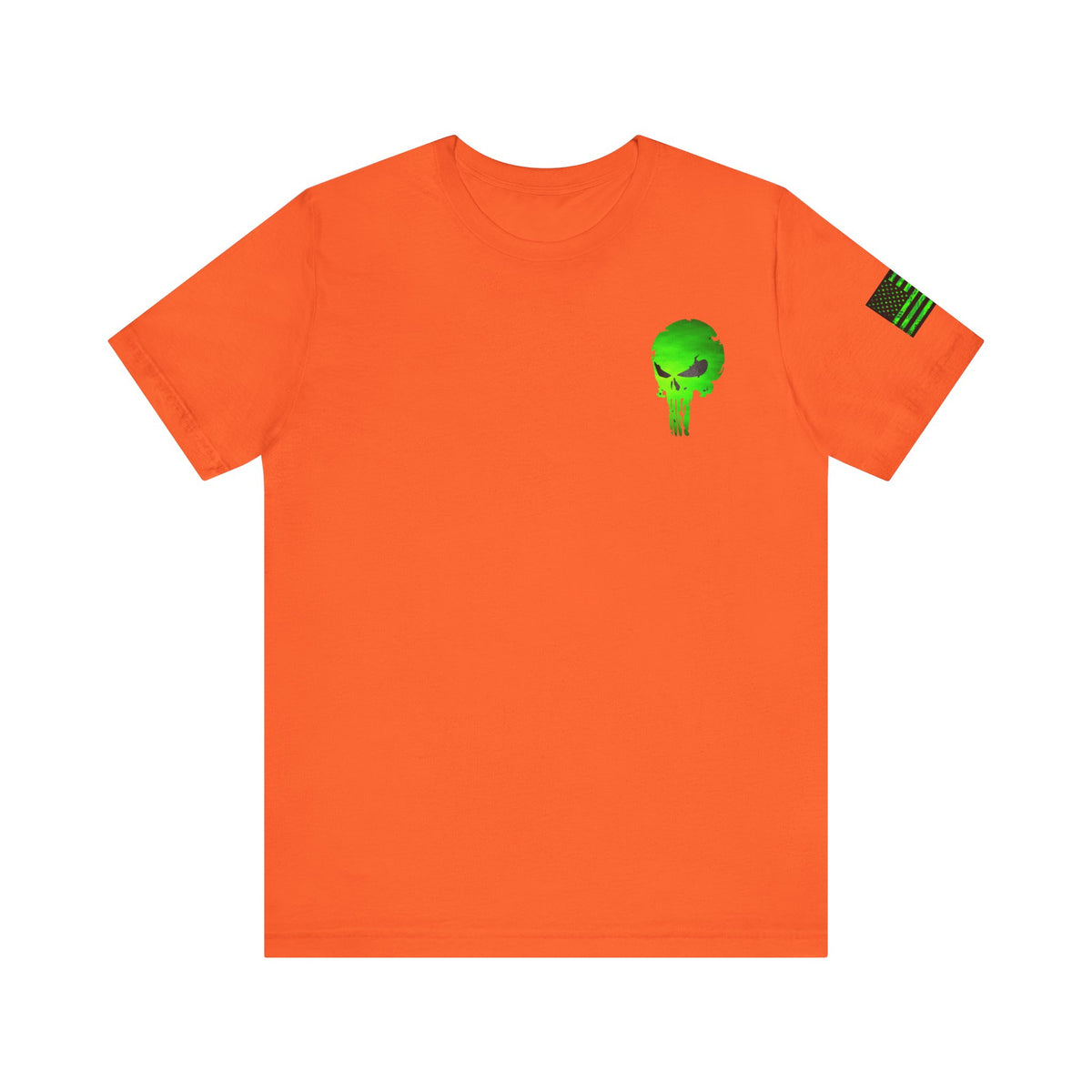 Toxic Green Punisher Skull – Neon Grunge Vigilante Graphic for Shirts, Decals & Prints