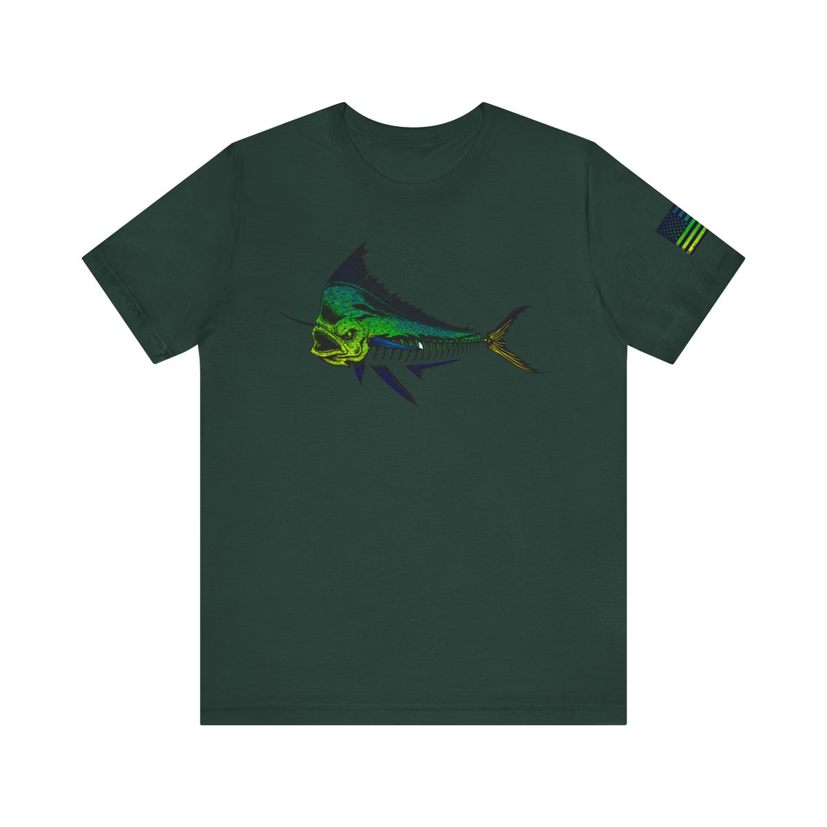 Mahi Angler Grunge American Flag Tee, Patriotic USA Shirt, Vintage American Flag