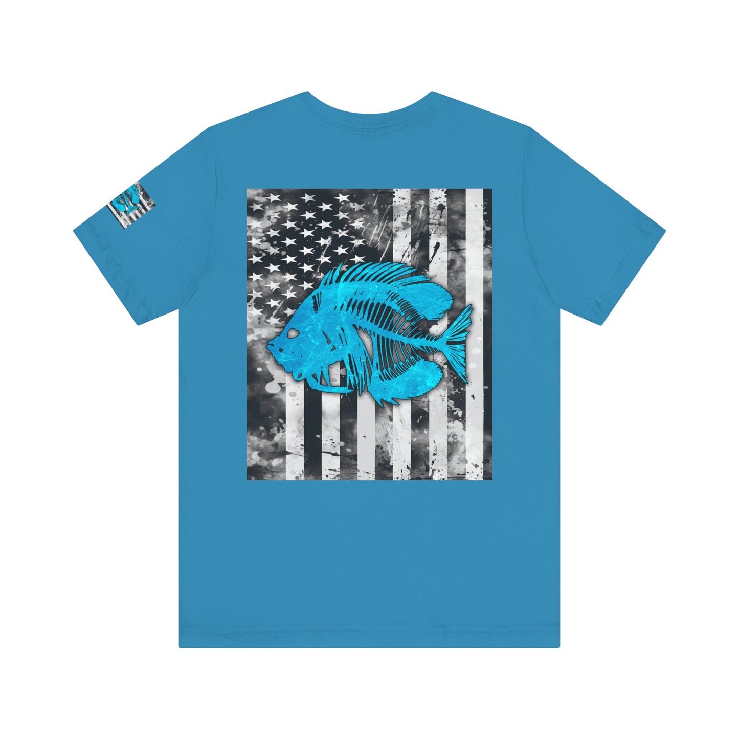 Blue Pearch Angler Grunge American Flag Tee, Patriotic USA Shirt, Vintage American Flag