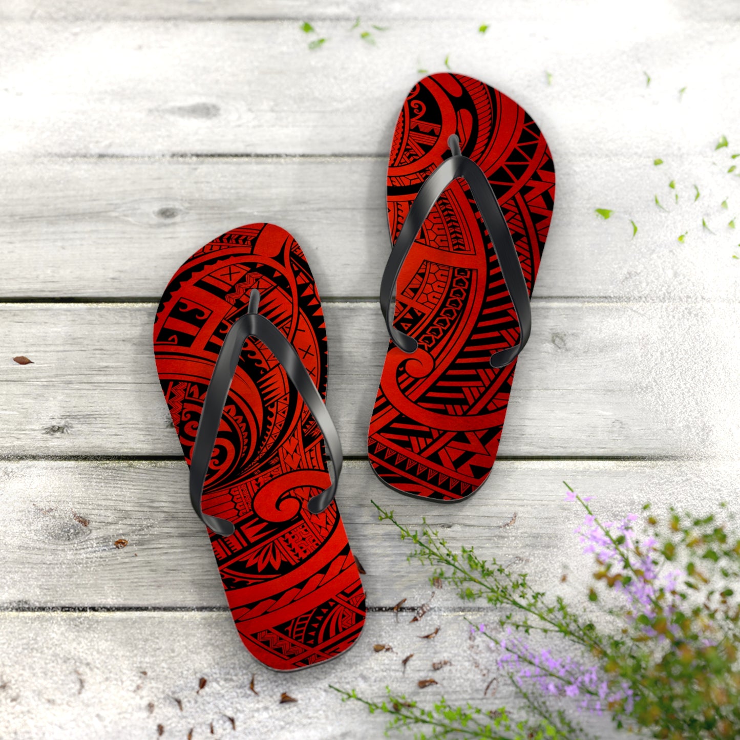 Polynesian Tribal Flip Flops, Summer Footwear, Vacation Sandals, Beach Accessories, Boho Flip Flops