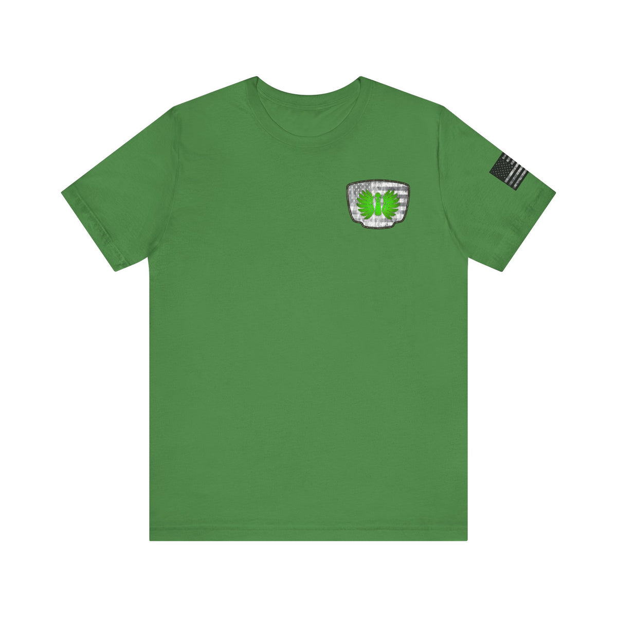 Duck Skull Hunting Badge T-Shirt – Mossy Camo Print, Crossed Guns & Duck Skull Graphic